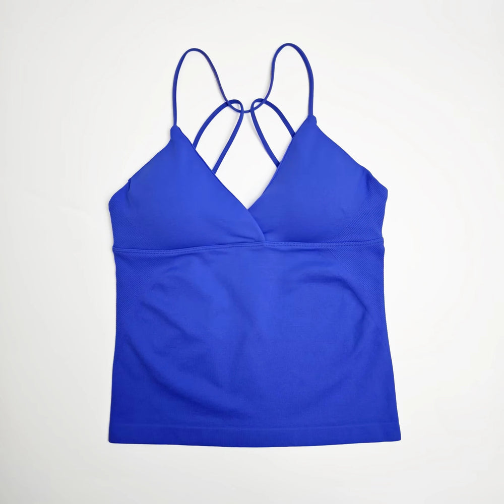NCLAGEN Vision Twist Front Longline Top Women's Seamless Thin Straps Yoga Gym Workout Vest Running Tank Tops Fitness Clothing